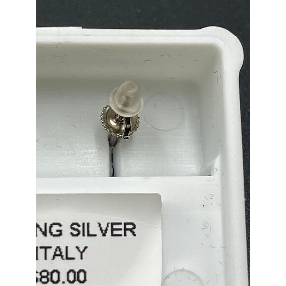 Sterling Silver CZ Pierced Stud Screw Threaded Earrings With Backs New - Picture 6 of 9